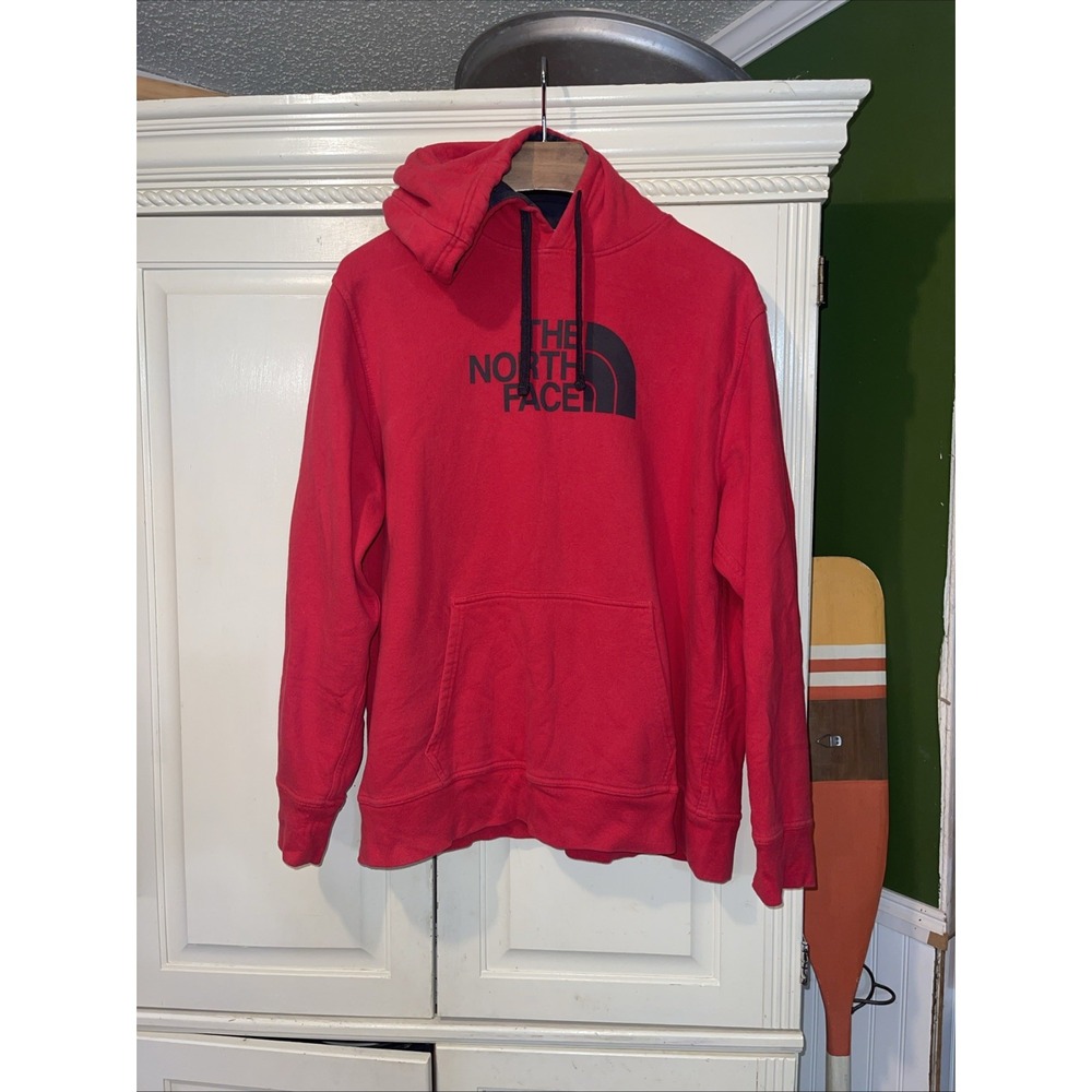 The North Face Pullover Hoodie Men XXL Red Kangaroo Pocket Long Sleeve Cozy